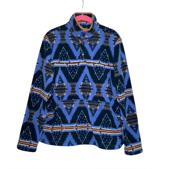 Outback Trading Co. Jackets & Blazers - Outback Trading Company Delaney Henley Pullover Blue Jacket Aztec Western Medium
